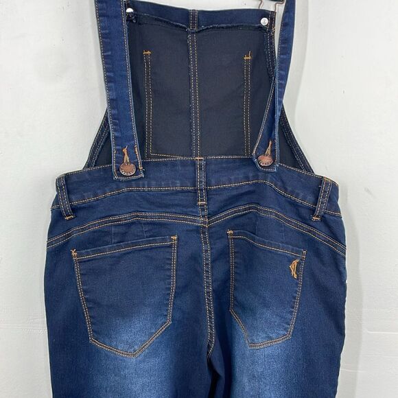 VIP Jeans Juniors Overalls Denim Skinny Long Pant Solid Blue Juniors 7/8 - Picture 10 of 13